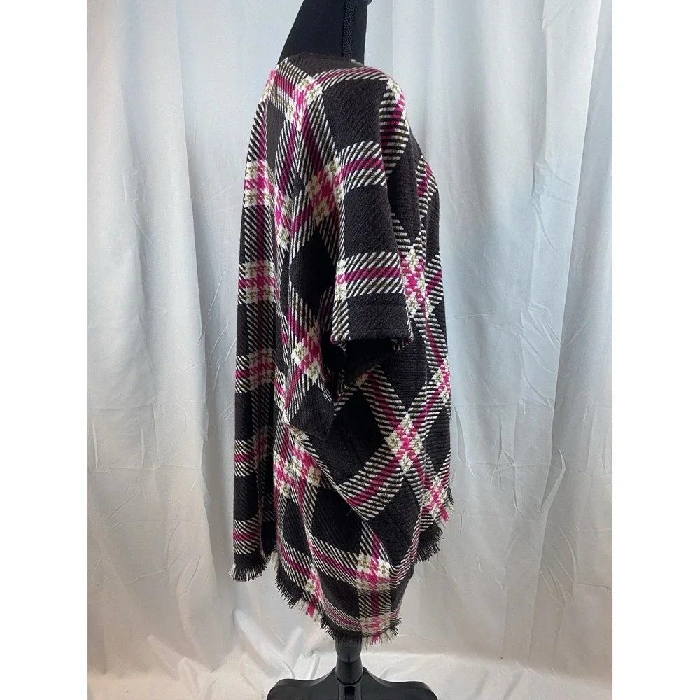 Loft Women's Size‎ XS Small Knit Plaid Wrap Shawl Fringe Detail